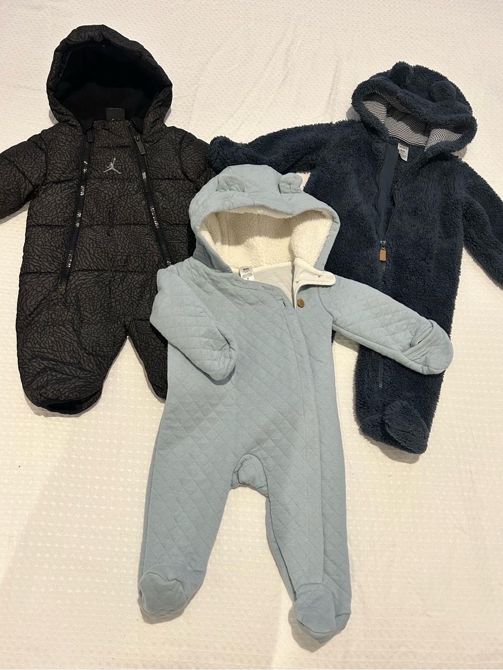 Bundle / Baby One-Piece Jackets  - Light Blue, Navy & Nike Jordan Jackets (6-9M)